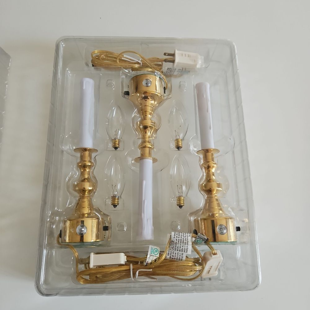 Set Of 6 Bethlehem Lighting 4 In 1 Brass Electric Window Candles - Picture 2 of 7